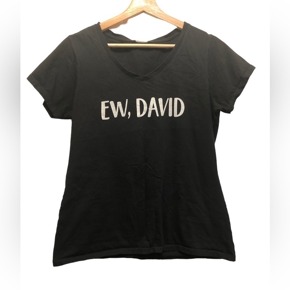 Ew David V-Neck T-Shirt Medium Women's Cotton Top - Picture 2 of 7